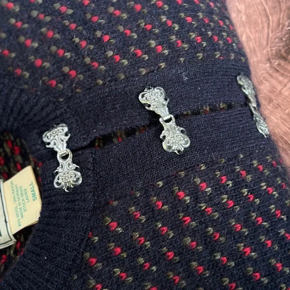 LL Bean | Vintage Nordic Wool Sweater - red blue chunky winter small - Picture 6 of 8